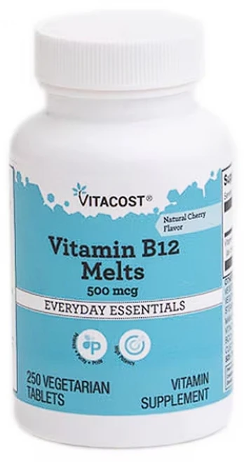 비타코스트 비타민B12 500mcg 멜트 녹여먹는 체리맛 타블렛 Vitacost Vitamin B-12 Melts Cherry, 1개, 250정 - 쿠팡