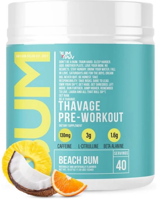 RAW 프리워크아웃 파우더 타바지 크리스 범스테드 스포츠 영양 남녀 공 Cbum 운동 수분 공급 정신 집중, 비치 범 - 쿠팡