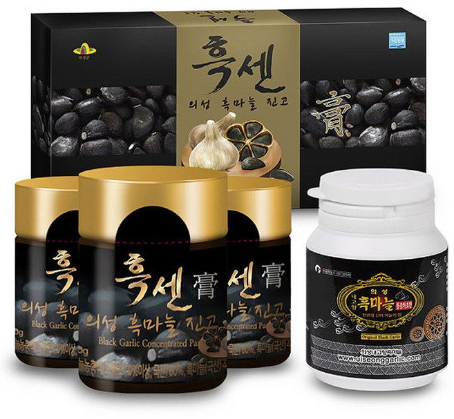 흑센 의성 흑마늘 진고 3병+흑마늘환1병 세트 설선물 추석 선물세트, 흑센 의성 흑마늘 진고 3병+흑마늘환1병 설선물 추석, 1세트, 100g