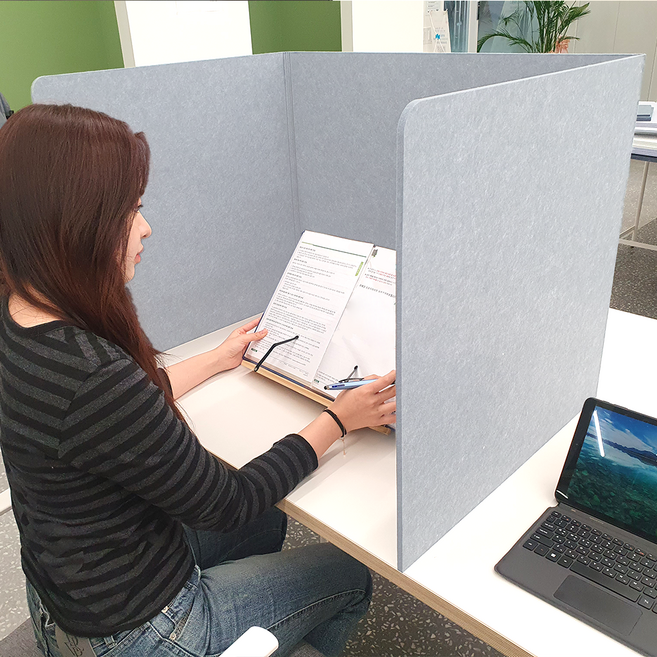 방음 흡음 초경량 독서 칸막이 집중력 향상 독서실 책상 비대면 파티션, 라이트그레이(800x600x600(h)
