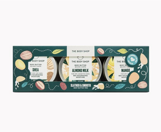 호주 더바디샵 The Body Shop Slather & Smooth Body Butter Trio 시어 아몬드 밀크 망고 바디버터 바디크림 3종 세트, 1개, 150ml