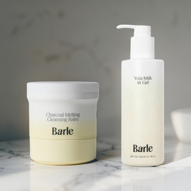 Barle 바를 클렌징 케어 세트 [차콜 멜팅 그라인딩 클렌징밤 100ml + 유자 밀크 인 젤 200ml], 1세트