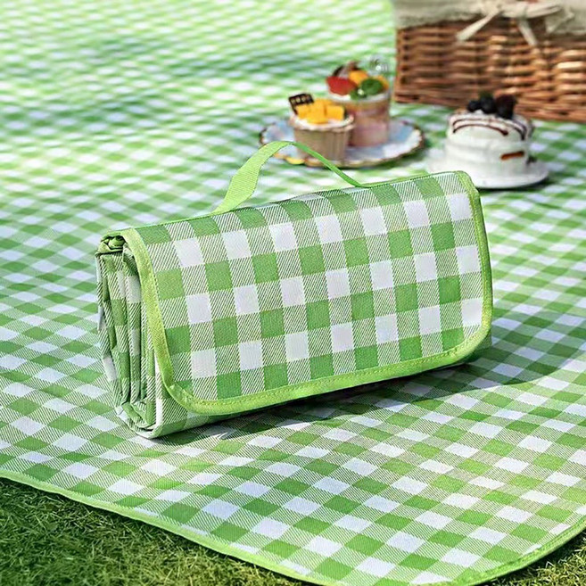 부직포 풀체크 피크닉 돗자리 대형, 배색 그린