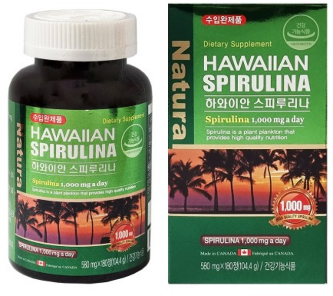 헬스가든 하와이안 스피루리나 영양제, 1개, 180정