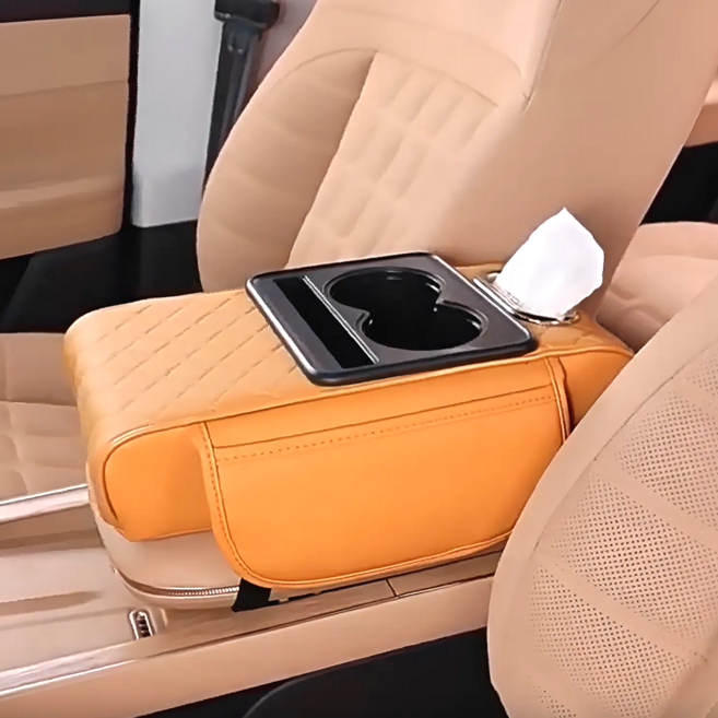 탈론나인 프리미엄 가죽 5in1 차량수납 트레이 멀티 컵홀더, 카이엔옐로우, 1개
