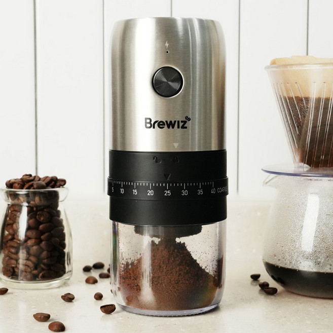 무선 커피 원두 그라인더 40단계 분쇄도 조절, 무선 충전 그라인더
