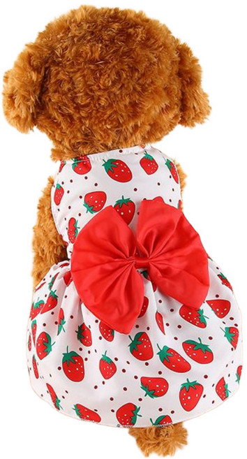 우기펫 반려동물 러블리 리본 스커트, 1개, 빨간딸기
