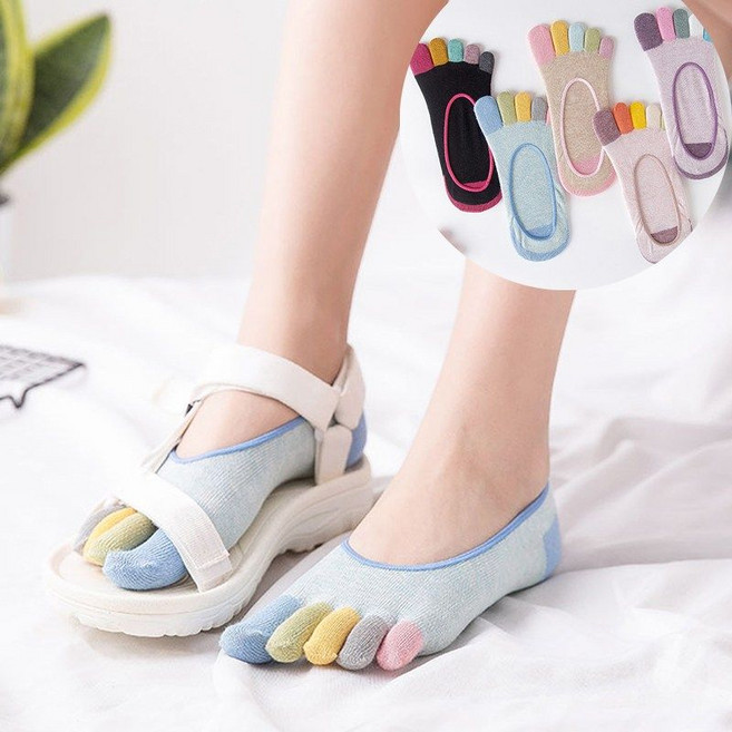 여성발가락양말 오색 발가락덧신 페이크삭스 5켤레세트