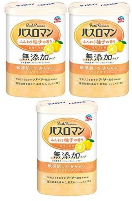 일본직배송 입욕제 바스로망 무첨가 타입 부드러운 유자향 향기부드러운 유자 뜨거운 물빛 내추럴 600gx3개