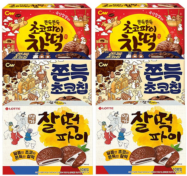 명가 찰떡파이 350g+초코파이찰떡 215g+쫀득초코칩 200g (총 3개), 2세트, 765g