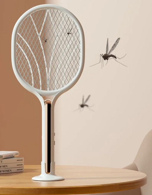 PETITBATH 다용도 Type-c 충전 2in1 전기 모기채, 흰색