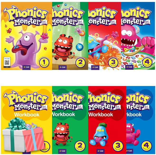 파닉스 몬스터 Phonics Monster 2/E 1 2 3 4권 S+W 세트 선택구매 사은품증정(붙이는메모지), 2단계(S+W) 전2권 붙이는메모지증정