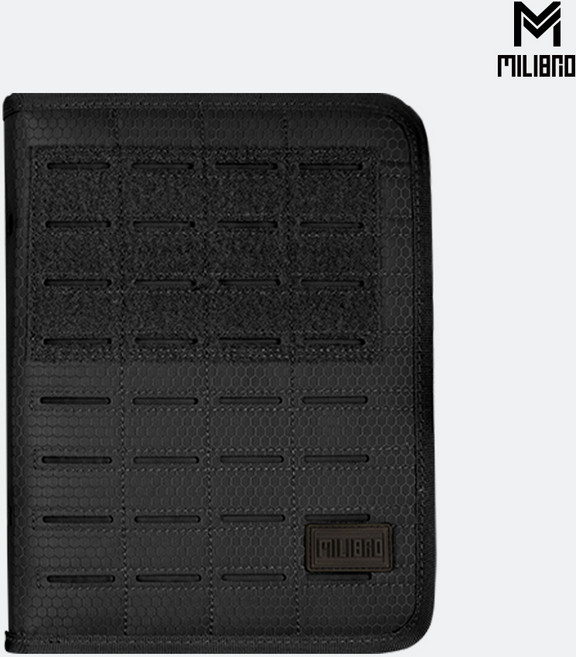 필립 전술 오거나이저 노트 - 업무용 회사 북파우치 밀리터리 파우치 노트북 바인더 군사 벨크로 패치 A5, 검정