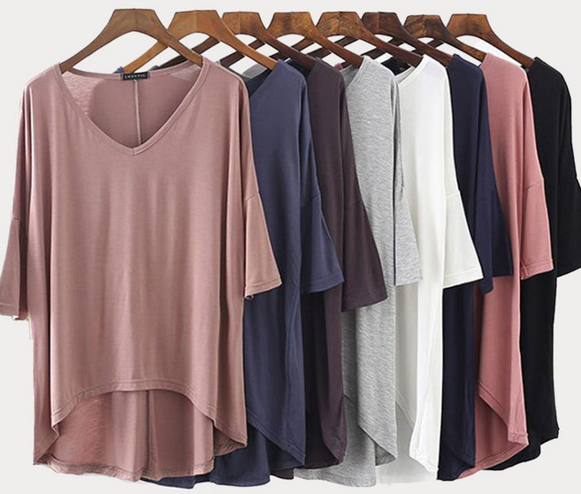 릴리루이 모달 반팔 티셔츠 여성 루즈핏 반팔티 브이넥 기본 이너티