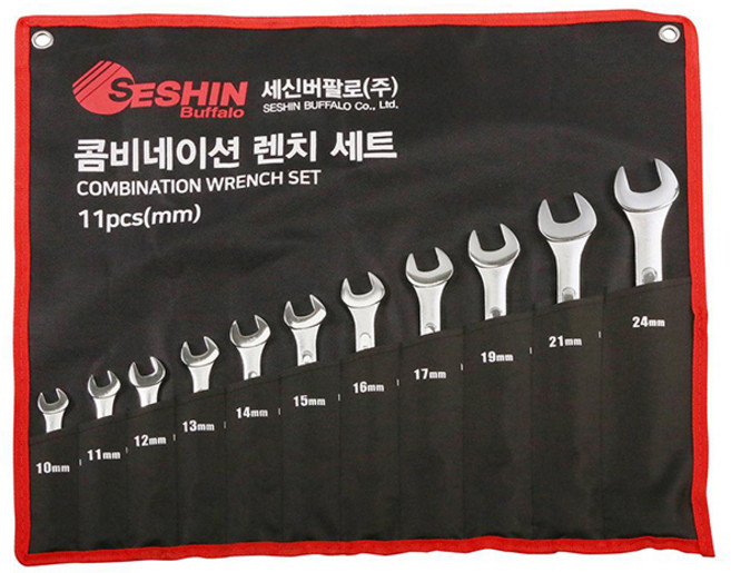 [세신] 11pcs (mm) 콤비네이션 렌치스패너 세트 SESHIN BUFFALO, 1개