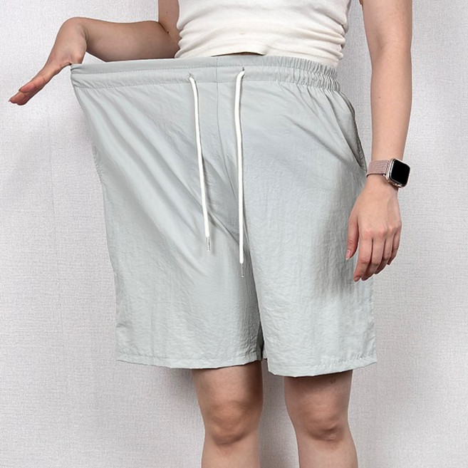 [~99 3XL] 빅사이즈 밴딩 힙 반바지 하비커버 캐주얼 힙 스트릿 데일리 넉넉핏 오버핏 여유핏 와이드핏 꾸안꾸 여리핏 나일론바지 여름 봄 가을 5부 반바지 [239]