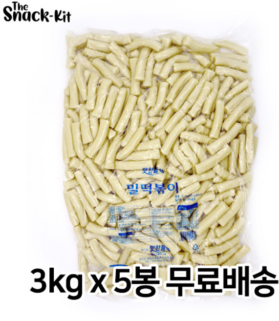 맛찬들 백미 밀떡볶이 정관절단 3kg (무료배송) 밀떡 떡볶이떡, 5개