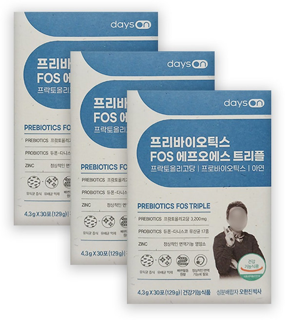 데이즈온 오한진 프리바이오틱스 FOS 에프오에스 트리플 4.3g x 30포, 129g, 3개