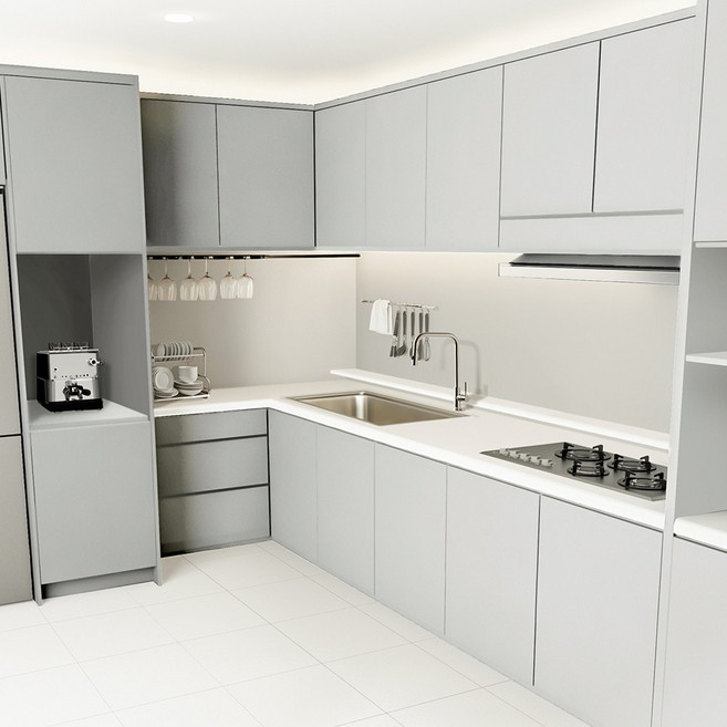 [국내생산] 큐브프레임 싱크대문짝 교체 씽크대 도어 제작 LPM, 마리그레이무광