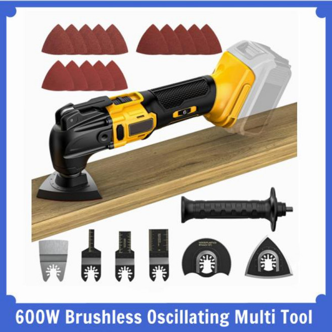 23PCS 액세서리가있는 진동 멀티 도구 절단 톱 도구 Dewalt 20V 배터리 용 전기 톱 트리머 삽 절단 도구, no battery