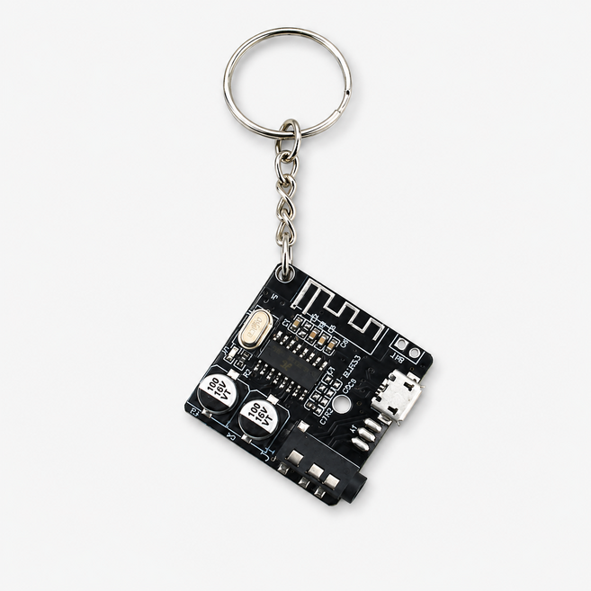 다판다지니 남자 전자부품 회로기판 키링 사이버펑크 PCB 열쇠고리 백팩 가방고리, 블랙, 1개