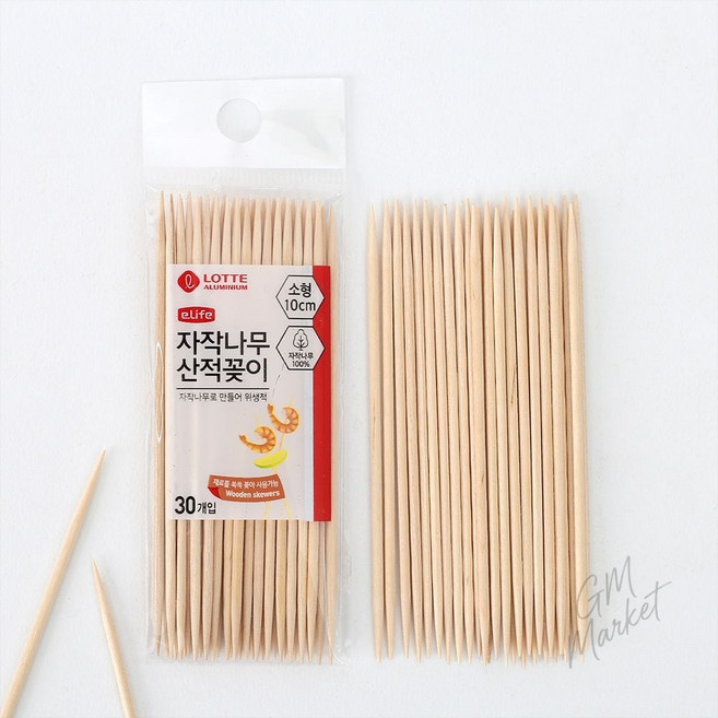 위생적인 자작나무 산적 꼬지 꼬치 소형 10cm 요리용 30개입 산적꼬 산적용 나무막대