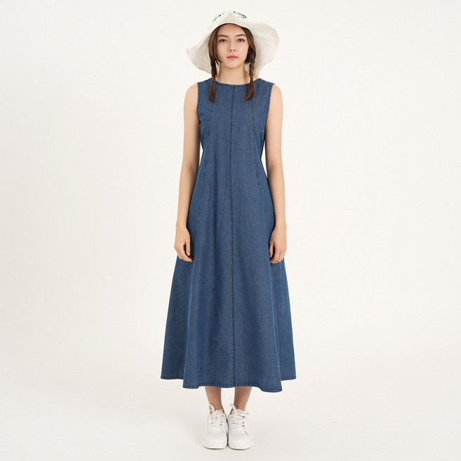 [브이시즌] 여성 빅사이즈 캐주얼 오버핏_펑키데님원피스_VWPB690OP