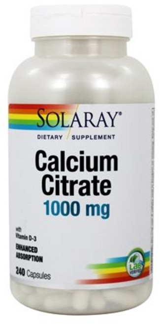 Solaray 檸檬酸鈣維他命D-3膠囊 1000mg, 240顆, 1罐