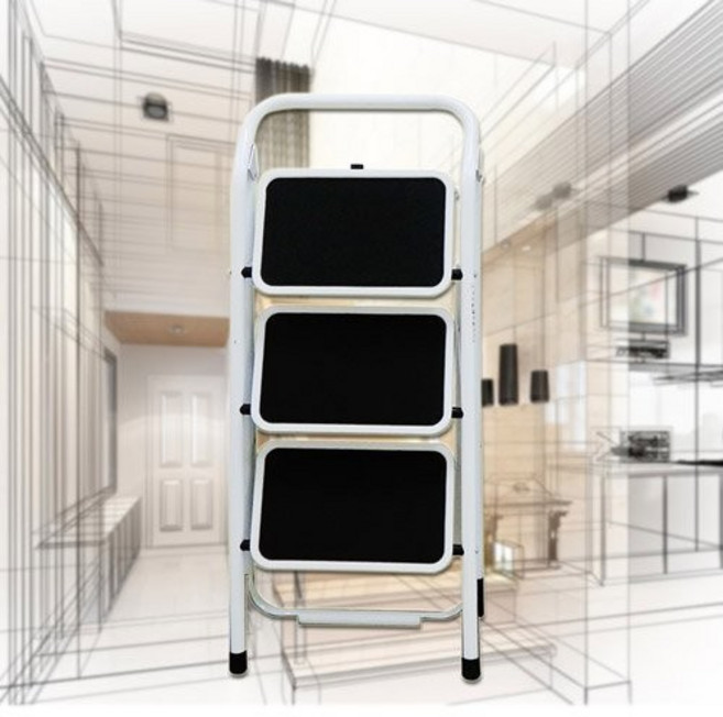 GS MALL 台灣製造 加大鋼鐵止滑平台折疊梯 - 樓梯/階梯/關節梯/馬椅梯/拉梯/單梯/鋼鐵梯 四層折疊梯-LFH-04 92.5cm, 1個, 四層折疊梯-LFH-04  92.5cm