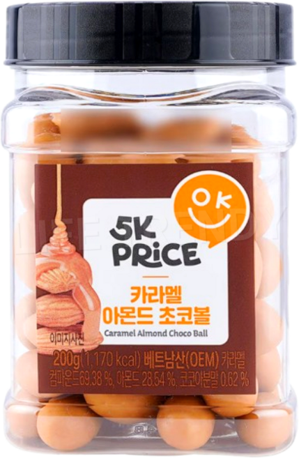 5K프라이스 카라멜 아몬드 초코볼, 3개, 200g