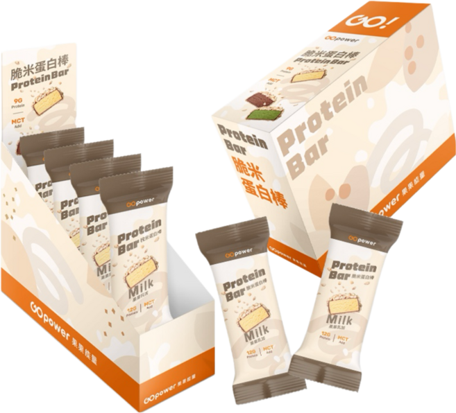 GOpower 脆米蛋白棒 果果乳加口味 12G蛋白質 MCT, 6盒, 40g