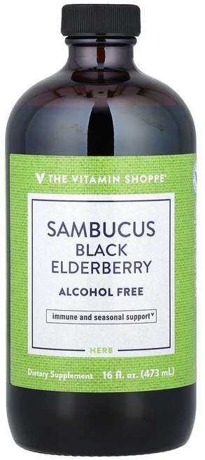 The Vitamin Shoppe Sambucus Black Elderberry Alcohol Free 16 fl oz (473 ml), 473.176 ml, 1개, 473ml - 쿠팡