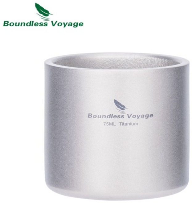 무한 항해 티타늄 이중 벽 머그잔 여행용 보관 가방이 있는 경량 소형 캠핑 컵 하이킹 매일 사용 Ti3045D, 1개, Ti3045D 75ML