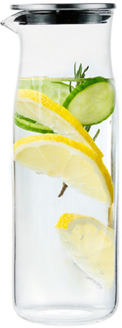 솔레이 스텐뚜껑 내열유리 냉장고 물병 보틀, 1개, 1000ml, 투명