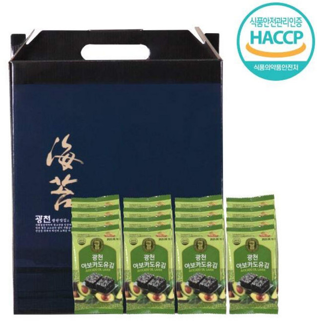 [에스앤디]광천아보카도유김 16봉 김선물세트 도시락김 명절선물, 광천아보카도유김16봉