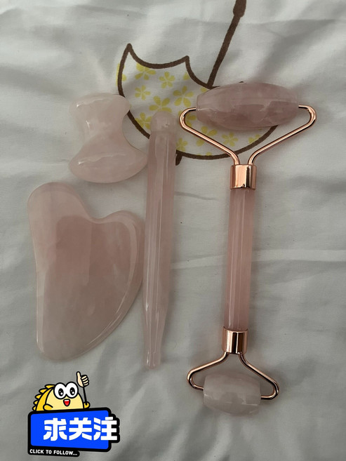 水晶 刮痧板 撥筋棒 面部 按摩工具, 1個, 如圖所示
