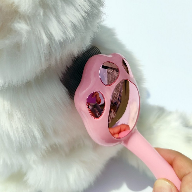 애견 애묘 발바닥모양 안전빗 브러쉬 포메 비숑 푸들 대형견 죽은털 털빠짐 단모종 장모종 겸용, 블루, 1개