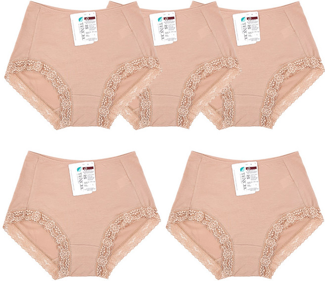 아이보리7 고급텐셀 삼각 데일리 스판 레이스텐셀팬티 5종세트 930412345EA