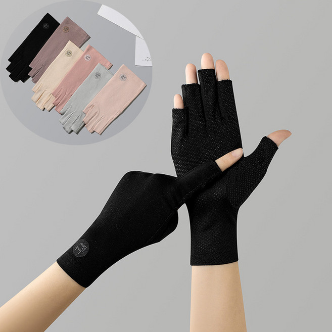 패션 여성 다섯손가락없는 장갑 무지 여행 등산 자외선차단 운전 반 장갑