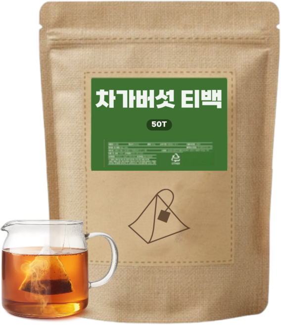 러시아산 차가버섯차 티백 차가버섯 차 100 %, 1개, 50개입, 1g