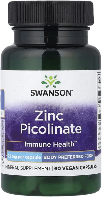 Swanson 피콜린산 아연 22mg 캡슐 60정, 1개 - 쿠팡
