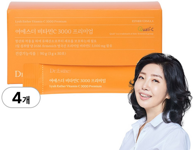[본사직영] 여에스더 비타민C 3000 프리미엄 (하루 한 포 3 000% 고함량), 30회분, 4개