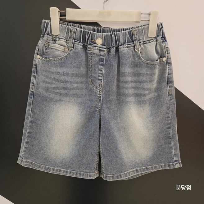 [JCB주니어] 여아 3 5부 캣브러쉬 워시드 데님팬츠 APP9U307GL