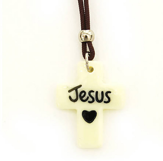 하늘창고몰 십자가 목걸이 마블 5컬러, 아이보리, 1개