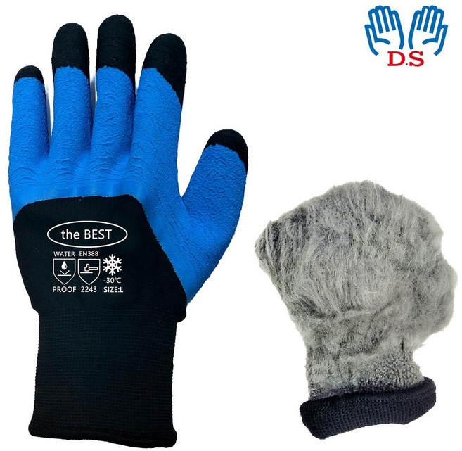 the BEST 더베스트 K300 겨울작업장갑 10켤레 손 편하고 따뜻한 이중 손끝코팅 방한 방수 밭일 일상 작업장갑, 블루, 10개