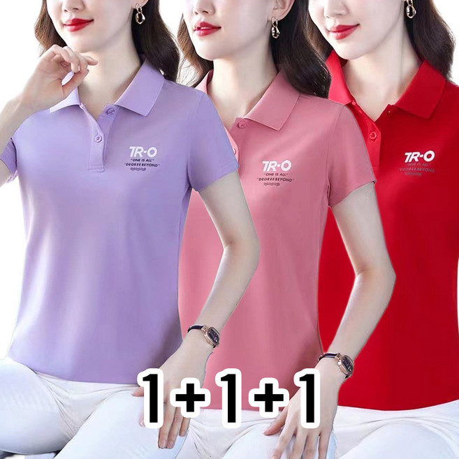 TIMEPURE 1+1+1 여성 카라 반팔 티셔츠 여름 루즈핏 캐주얼 슬림핏 폴로 상의 골프 티셔츠