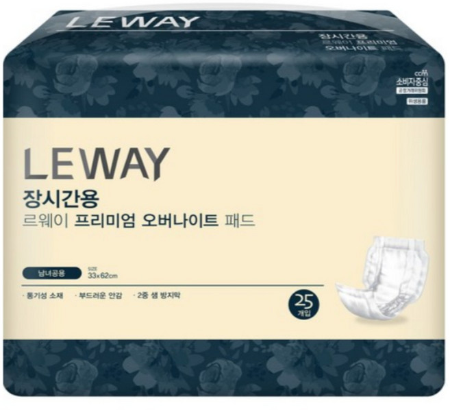 미래생활 르웨이 남녀공용 오버나이트 패드, 25개입, 3개