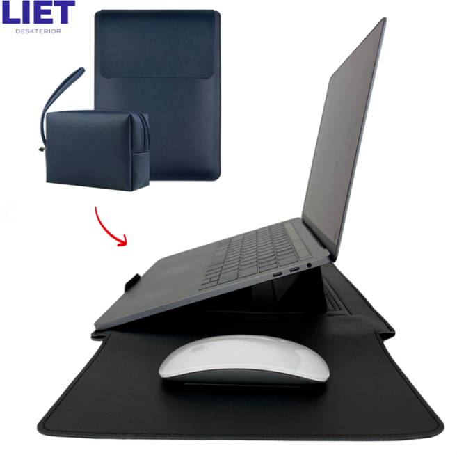 리에트 노트북 파우치 거치대 패드 겸용 맥북 LG그램 삼성 케이스, 네이비, 1개