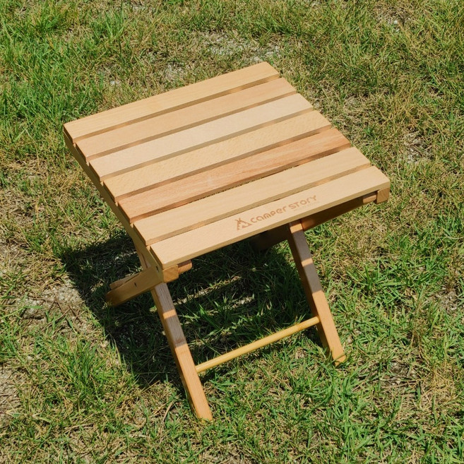 캠핑 우드 접이식 미니 테이블 보조 사이드 다용도 받침대, 내추럴