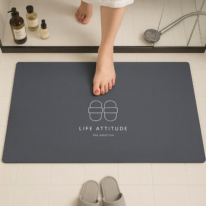 라온디 초흡수 부드러운 규조토 발매트, 차콜, 1개